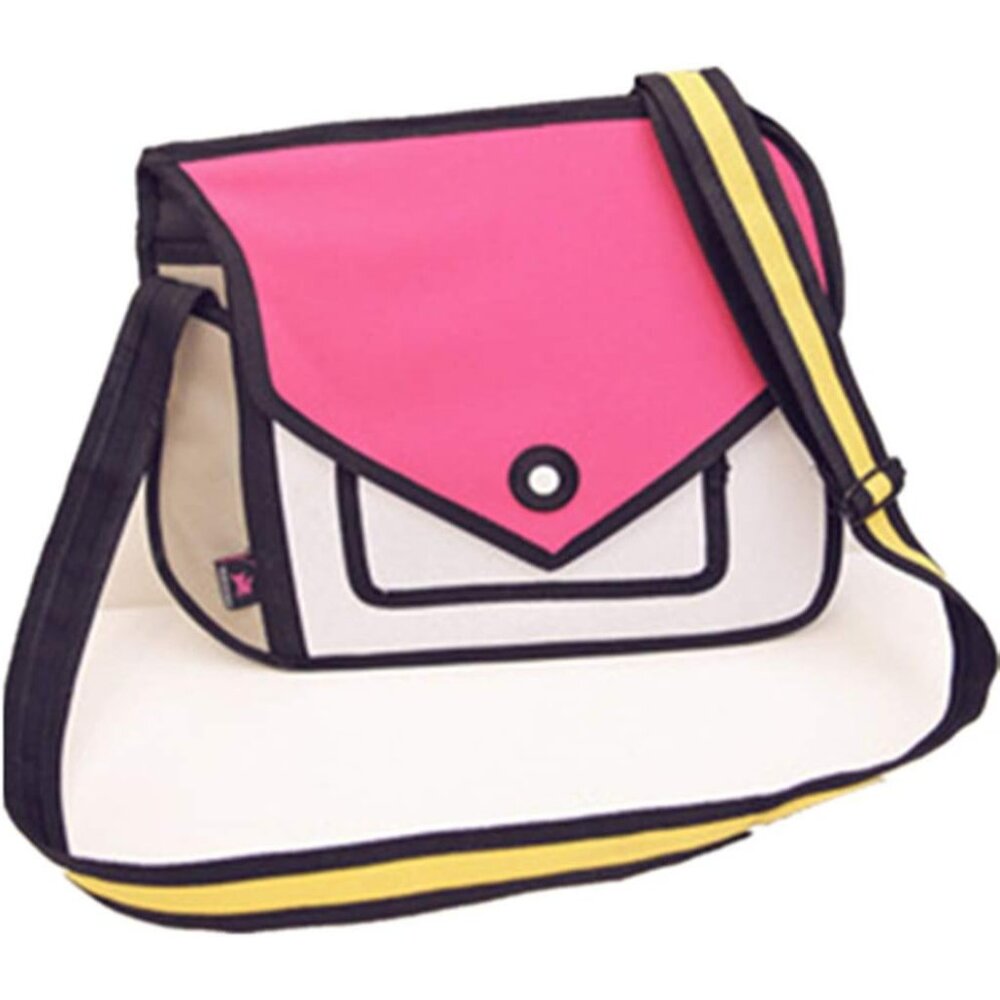 3D Style 2D Drawing Cartoon Handbag Shoulder Canvas Messenger Bag
